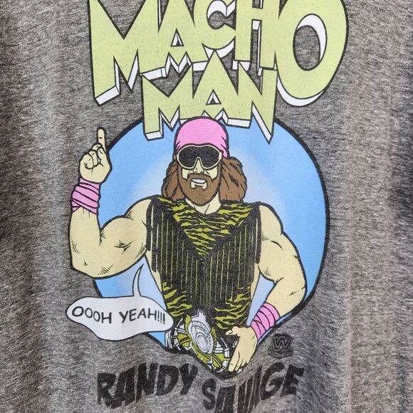 WWE Mens Randy Macho Man Savage Short Sleeve Heather Gray Tee Size XL - Picture 4 of 5